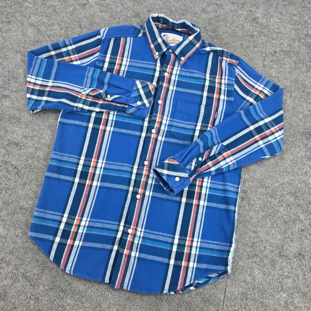 Chubbies Mens Large Blue Plaid Flannel Button Down Shirt Long Sleeve Cotton